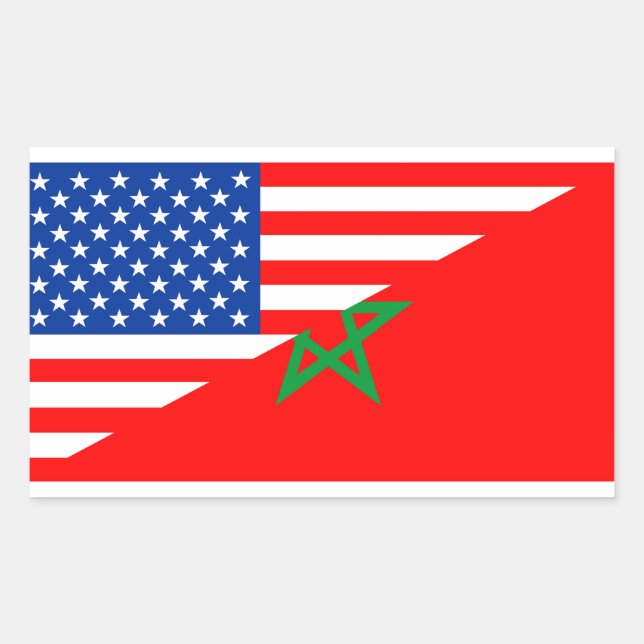 usa morocco country half flag america symbol sticker (Front)