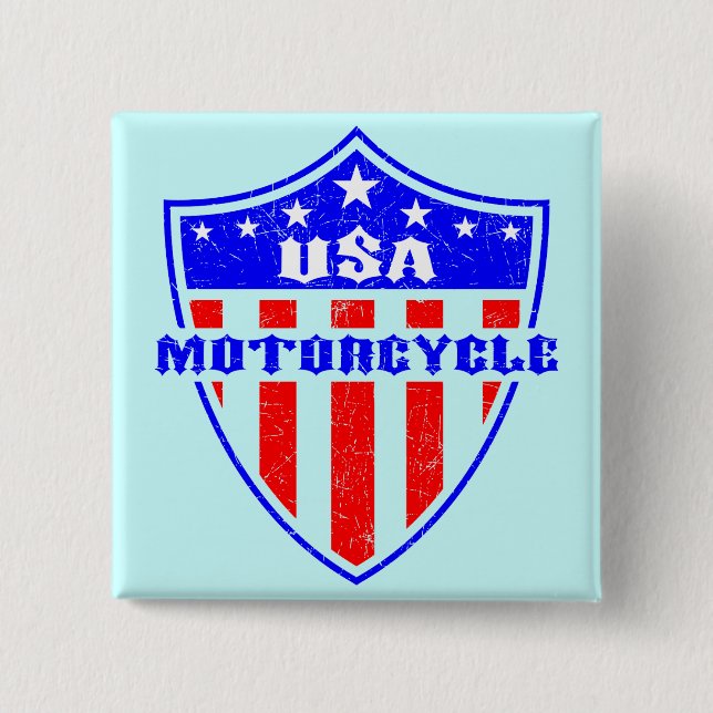 USA Motorcycle 2 Inch Square Button (Front)