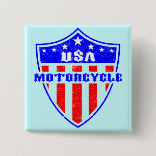 USA Motorcycle 2 Inch Square Button