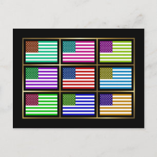 USA Multihue Flags Postcard