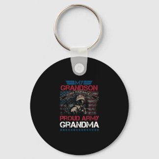 USA My Grandson Has Your Back Proud Army Grandma Keychain