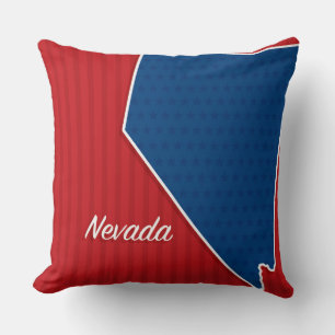 USA Nevada State Patriotic Stars and Stripes Map Throw Pillow