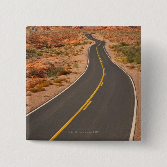 USA, Nevada, Valley of Fire, desert road 2 Inch Square Button (Front)