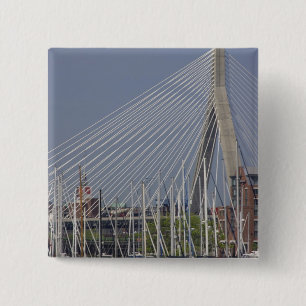 USA, New England, Massachusetts, Boston, boats 2 Inch Square Button
