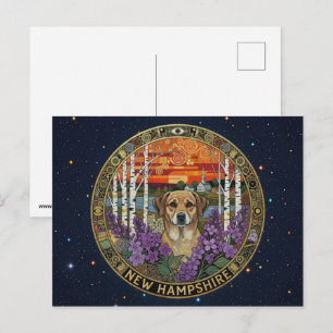 USA New Hampshire state symbols Postcard