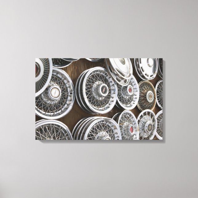 USA, New Mexico, Prewitt: Auto Hubcaps / Rt. 66 Canvas Print (Front)