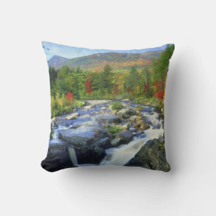 USA, New York. A waterfall in the Adirondack Throw Pillow