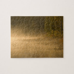 USA, New York, Adirondack Park. Sunrise mist on Jigsaw Puzzle