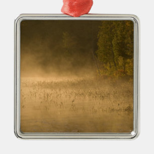 USA, New York, Adirondack Park. Sunrise mist on Metal Ornament