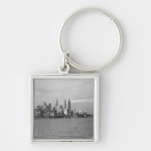USA New York City Manhattan skyline B&W Keychain