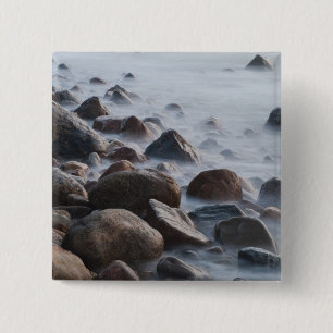 USA, New York, East Hampton. Ocean surf at 2 Inch Square Button