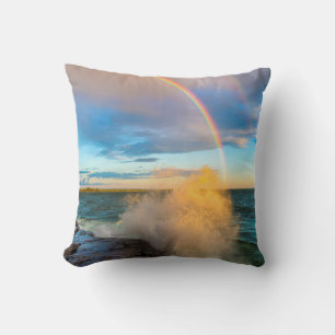 USA, New York, Lake Ontario, Clark's Point Throw Pillow