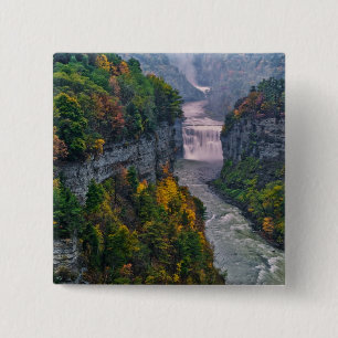 USA, New York, Letchworth State Park. River and 2 Inch Square Button