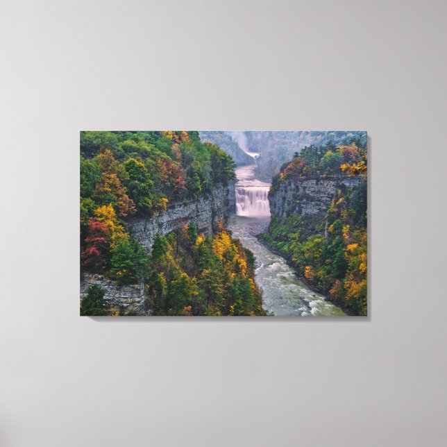 USA, New York, Letchworth State Park. River and Canvas Print (Front)