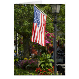 USA, New York, Lewiston. American flag attached