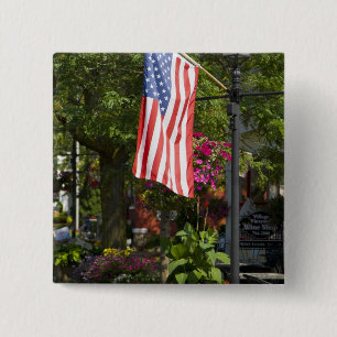 USA, New York, Lewiston. American flag attached 2 Inch Square Button