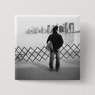 USA, NEW YORK: New York City Aboard the Staten 2 Inch Square Button