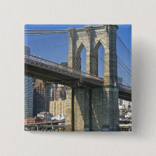 USA, New York, New York City. Brooklyn Bridge 2 Inch Square Button