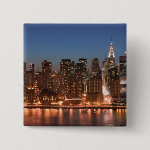 USA, New York, New York City, Manhattan: Aerial 2 Inch Square Button