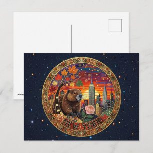 USA New York state symbols Postcard