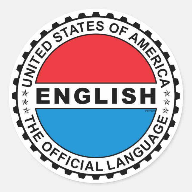 USA Official Language Classic Round Sticker (Front)