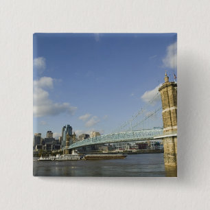 USA, Ohio, Cincinnati: Roebling Suspension 2 Inch Square Button