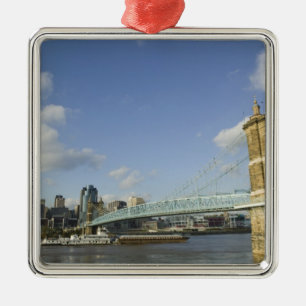 USA, Ohio, Cincinnati: Roebling Suspension 2 Metal Ornament