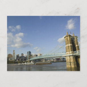 USA, Ohio, Cincinnati: Roebling Suspension 2 Postcard