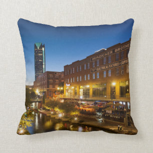 USA, Oklahoma, Oklahoma City, Bricktown Throw Pillow