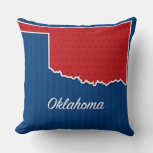 USA Oklahoma State Patriotic Stars and Stripes Map Throw Pillow