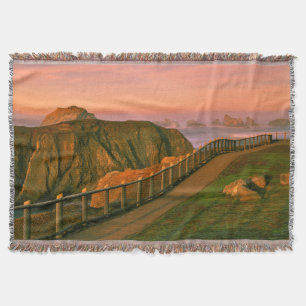 USA, Oregon, Bandon. Rocks Viewed From Trail Throw Blanket