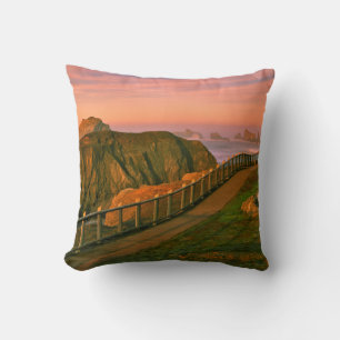 USA, Oregon, Bandon. Rocks Viewed From Trail Throw Pillow