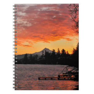 USA, Oregon. Blue Lake And Mt Hood At Sunrise Notebook