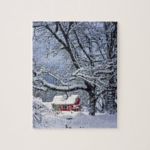 USA, Oregon, Clackamas County. Fresh snow covers Jigsaw Puzzle