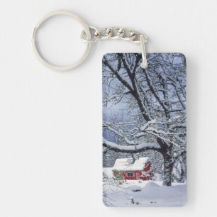 USA, Oregon, Clackamas County. Fresh snow covers Keychain