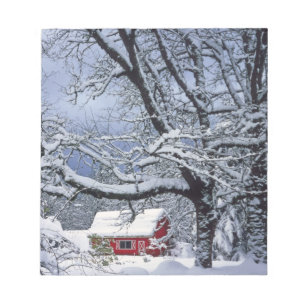 USA, Oregon, Clackamas County. Fresh snow covers Notepad