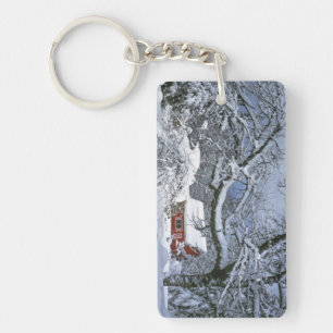 USA, Oregon, Clackamas County. Fresh snow Keychain