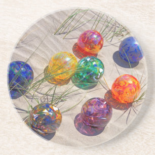 USA, Oregon. Colourful Glass Floats On Sand Dune Coaster