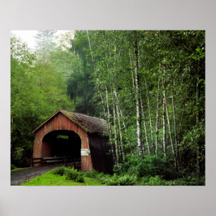 USA, Oregon. Covered Bridge Over North Fork Poster