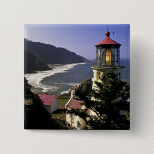 USA, Oregon, Florence. Heceta Head Lighthouse 2 Inch Square Button