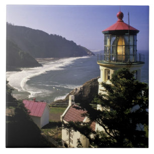 USA, Oregon, Florence. Heceta Head Lighthouse Tile
