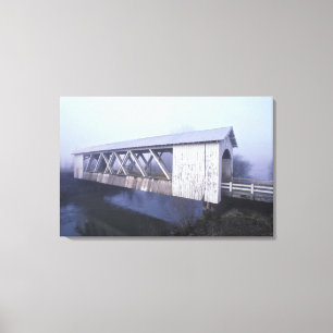 USA, Oregon. Gilkey covered bridge spans Canvas Print