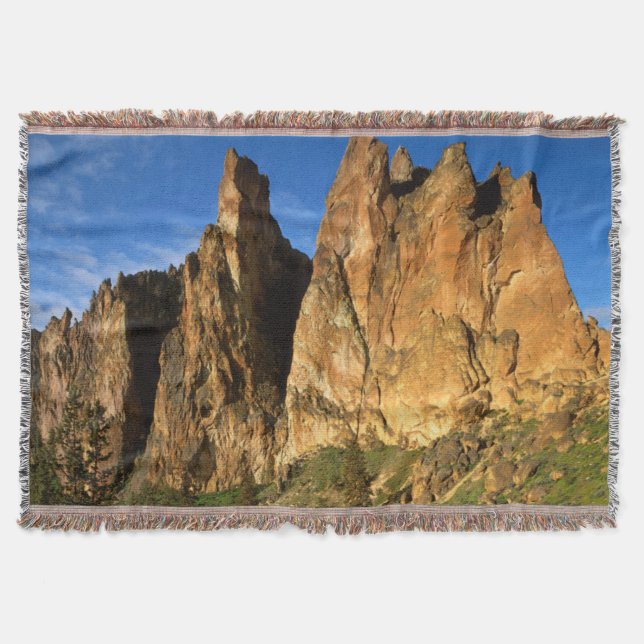 USA, Oregon, Granite Cliffs At Smith Rock State Throw Blanket (Front)