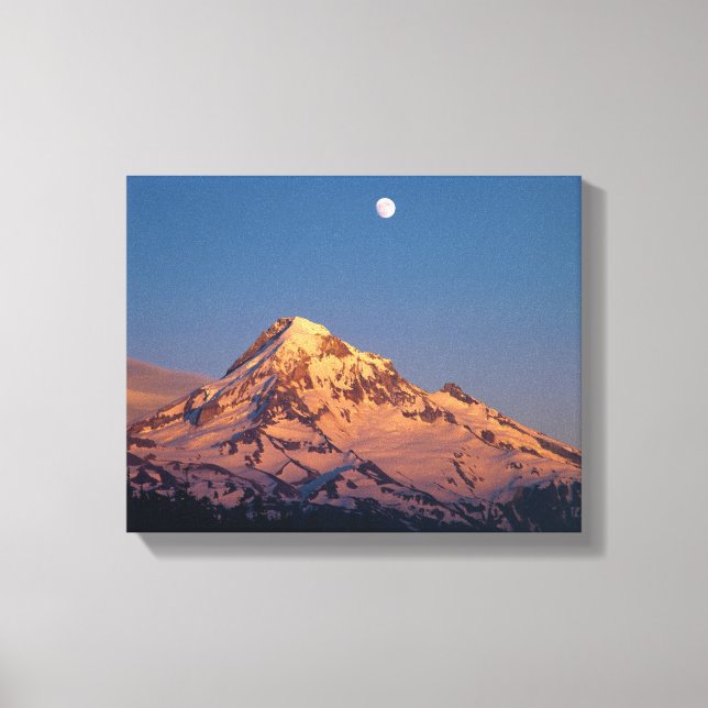 USA, Oregon, Mt Hood. Sunset creates alpenglow Canvas Print (Front)