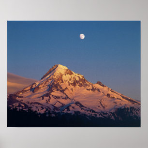 USA, Oregon, Mt Hood. Sunset creates alpenglow Poster