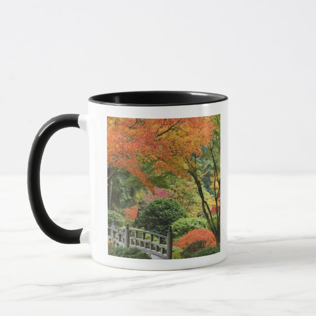 USA, Oregon, Portland. Wooden bridge and maple Mug (Left)