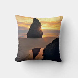 USA, Oregon. Rock Formation At Sunset Throw Pillow