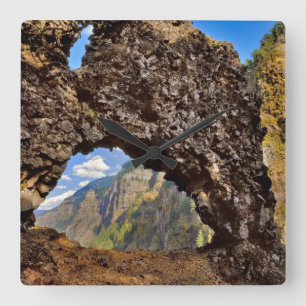 USA, Oregon. Rock Of Ages Arch In Columbia River Square Wall Clock