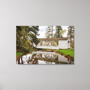 USA, Oregon, Scio, Hannah Bridge Canvas Print