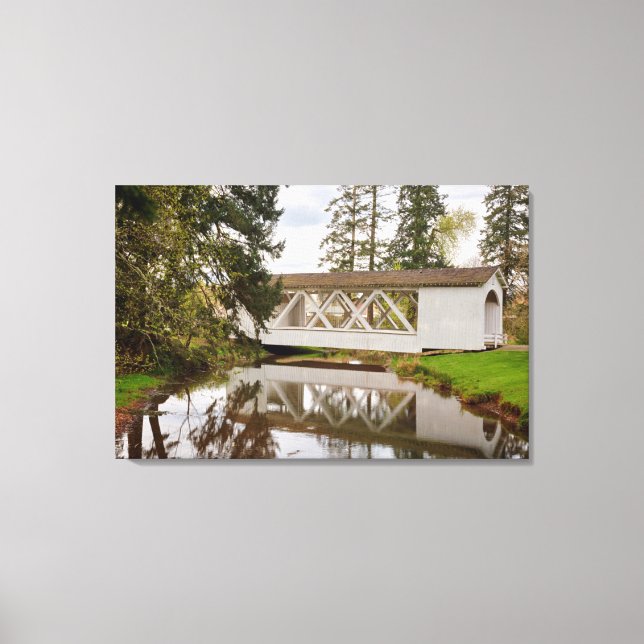 USA, Oregon, Scio, Hannah Bridge Canvas Print (Front)